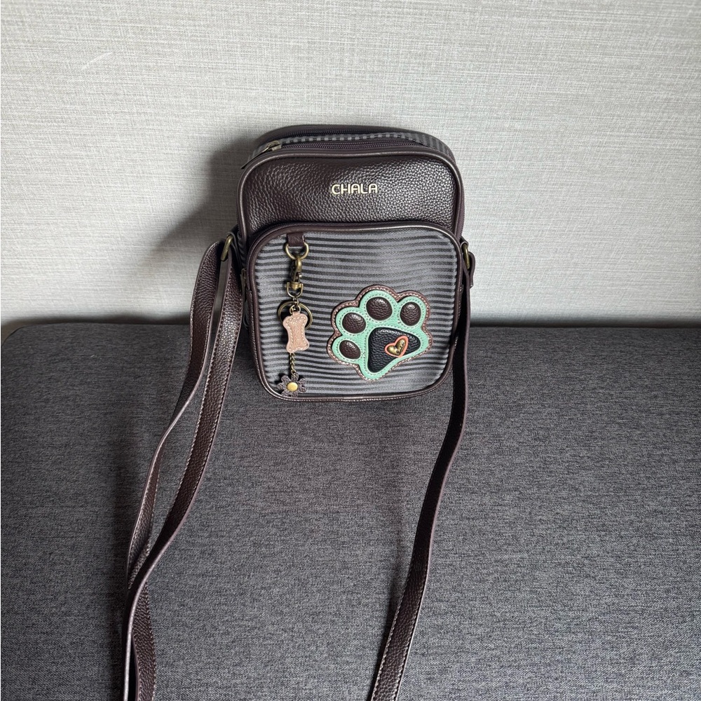 Chala Dark Brown Crossbody with Paw Accent